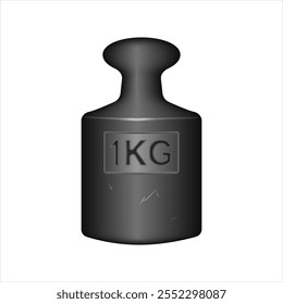 1 kg Carga de peso de hierro. Icono de un kilogramo de peso. Ilustración vectorial de kilogramo icono de peso para el Web. Pictograma negro con mancuerna de 1 kilogramo. Icono 3D aislado en blanco.