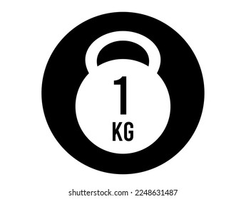 Icono de 1 kg de peso. Peso vectorial en kilogramos aislados en el fondo blanco