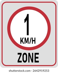 1 km h speed limit zone. Vector illustration