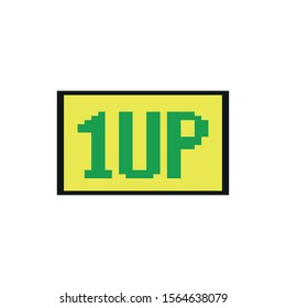 1 up label 8 bits pixelated style icon vector illustration design