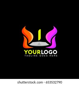 1 letter abstract power vector logo. Identity template concept illustration. Flag business sign.  Flame fire icon. Gas insignia. Design element.