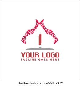 1 letter abstract trendy multicolored logo design element. Visual brand identity for business company 