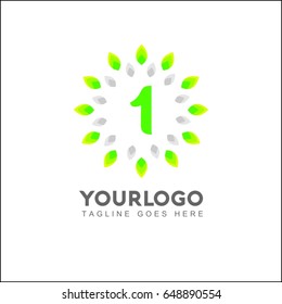 1 Letter Circle Leaf Logo Design Template Element. Herbal Brand Identity.