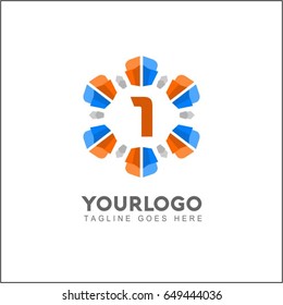 1 letter creative city real estate brand identity. An attractive Plaza Modern Stylish vector logo symbol.