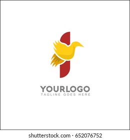 1 letter elegant wing flying gold office logo. Abstract bird vector identity design template. Exclusive business company brand icon.
