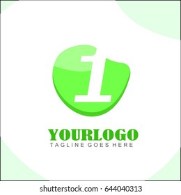 1 letter green circle logo. Simple brand identity health, food, tech, eco & friendly for your business