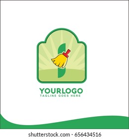 1 letter illustration logo for a cleaning service. Vector brush for advertising, poster, web design, website
