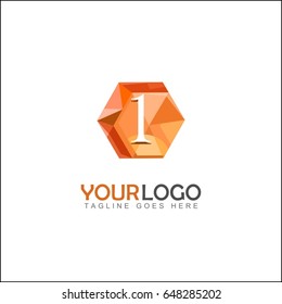 1 letter luxury monogram. Geometric hexagon vector logo design template. 