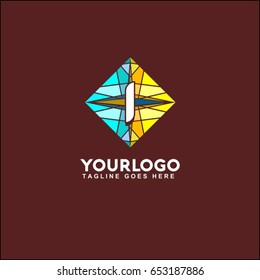1 letter mosaic in the circle logo. sea stones. bright vector