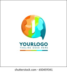 1 letter Talk brand identity. Speech bubble icon Logo template. Chat vector illustration design.