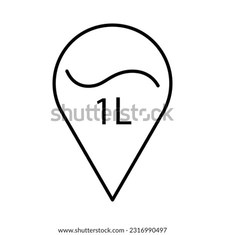 1 liter icon, fluid volume in liters, liquid drop, litre thin line web symbol. Vector illustration. stock image.
