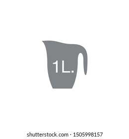 1 Liter l sign (l-mark) estimated volumes milliliters (ml) Vector symbol packaging, labels used for prepacked foods, drinks different liters and milliliters. 1 litre vol single icon isolated on white.