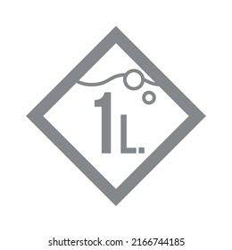 1 Liter l sign l-mark estimated volumes 1000 milliliters ml Vector symbol packaging, labels used for prepacked foods, drinks different liters and milliliters. 1 litre vol single icon isolated on white