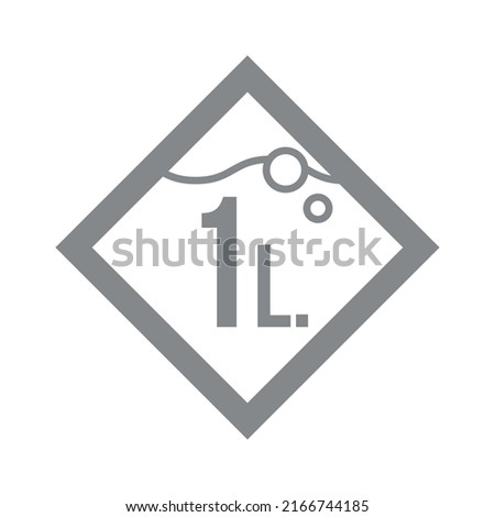 1 Liter l sign l-mark estimated volumes 1000 milliliters ml Vector symbol packaging, labels used for prepacked foods, drinks different liters and milliliters. 1 litre vol single icon isolated on white