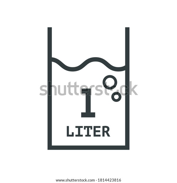 1 Liter sign estimated volumes milliliters.
Vector symbol packaging, labels used for prepacked foods, drinks
different liters and
milliliters.