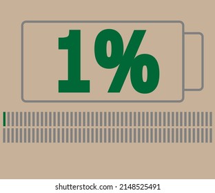 1% load. Charging battery icon. vector illustration