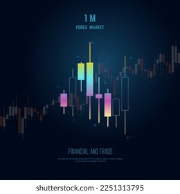 1 M Forex market graph with World business graph or chart stock market, forex trading graph in graphic concept suitable for financial investment or Economic trends, vector gracandle stick.