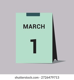 1 march calendar date icon minimal desk calendar vector illustration