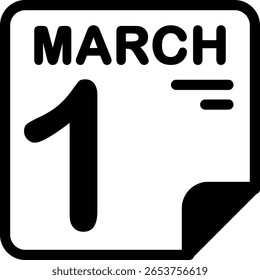 1 March Calendar Semi Solid minimalist Icon