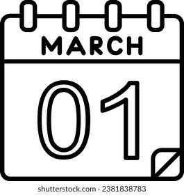 1 March Line Vector Icon Design