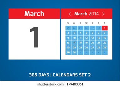 1 March vector calendar 2014, Set 2