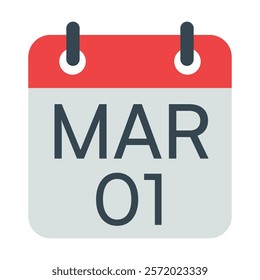 1 March Vector Calendar Icon. Isolated Vector Calendar. 