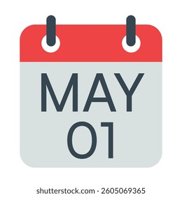 1 May Calendar Icon, Isolated Vector Calendar Icon.