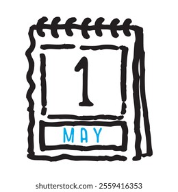 1 May date calendar - A simple yet elegant line art illustration of a date calendar captures the essence of organization and timekeeping. The clean lines and minimalistic design 