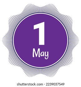 1 May, Date template. Useful design for calendar or event promotion. Vector illustration EPS 10 File. Isolated on white background. 