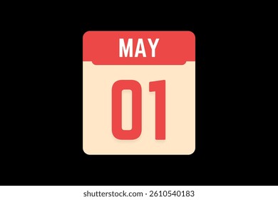 1 May icon text page monthly web design on coral, white, tangerine and black background vector, icon, or illustration with the month of May 1