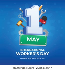 1 May international worker's day card