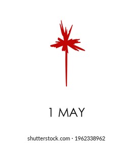 1 May Labor day background poster International workers day Flower firework logo icon sign emblem Modern abstract style design Fashion print clothes apparel greeting invitation card cover flyer banner