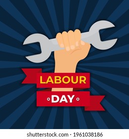 1 May Labour Day Blue Background Vector Illustration EPS10