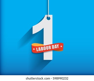 1 May Labour Day greeting card or background. 
Flat design. Contour line.