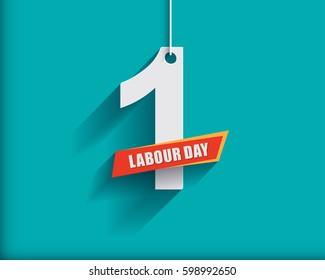 1 May Labour Day greeting card or background. 
Flat design. Contour line. 