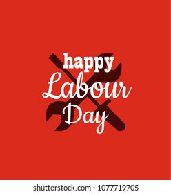 1 may - labour day logo concept with wrenches. International Workers day vector illustration
for greeting card, poster design.