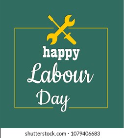 1 may - labour day logo concept with wrenches. International Workers day vector illustration for greeting card, poster design.