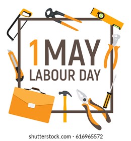 1 May Labour Day Poster or Banner. Vector Illustration EPS10