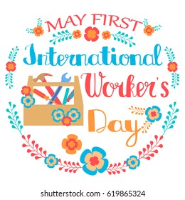 1 may - labour day. Poster international worker's day