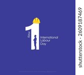 1 May Labour Day vector illustration, happy labor day creative social media template.