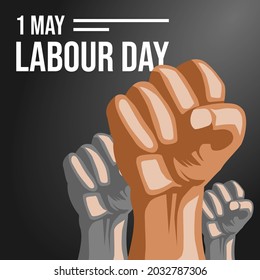 1 May labour Day Vector Illustration with Black Background