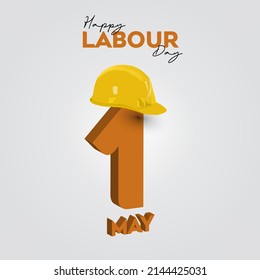 1 May - Labour Day. Vector Happy Labour Day Poster Or Banner With Clenched Fist