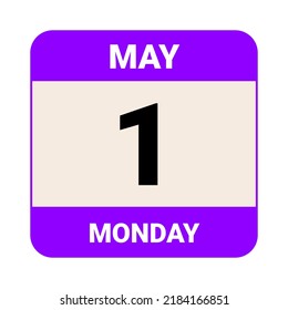 1. Mai, Montag. Datumsvorlage. Nützliches Design für Kalender- oder Veranstaltungswerbung. EPS10 Datei, Vektorgrafik.