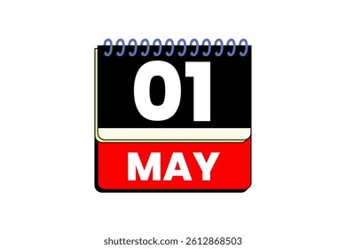 1 may month single day vector, illustration, calendar with red, black, yellow and white color background calendar icon of may 1