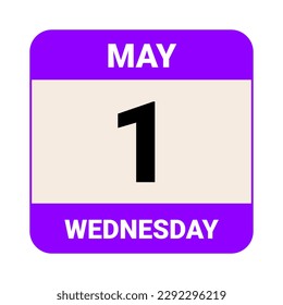 1 May, Wednesday. Date template. Useful design for calendar or event promotion. Vector illustration EPS 10 File. Isolated on white background. 