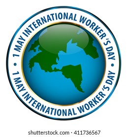 1 May Worker's Day Badge.
Vector illustration.