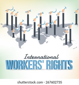 1 May Worker's Day Poster, Flyer on World Map