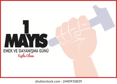 1 Mayis Emek ve Dayanisma Gunu or International Workers' Day greeting card with diverse labor force. Social Media banner, vertical story post