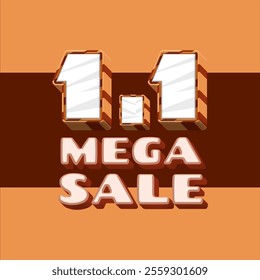 1 and 1 mega sale on January 1st. Shopping sale event banner