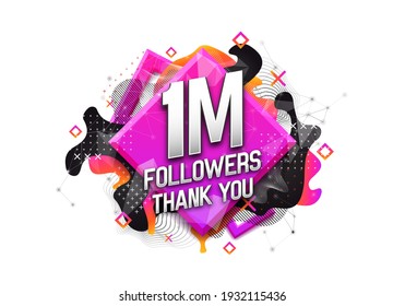 1 million followers. Poster for social network and followers. Vector template for your design.